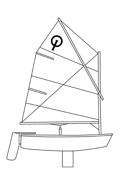 Optimist dinghy sailboat